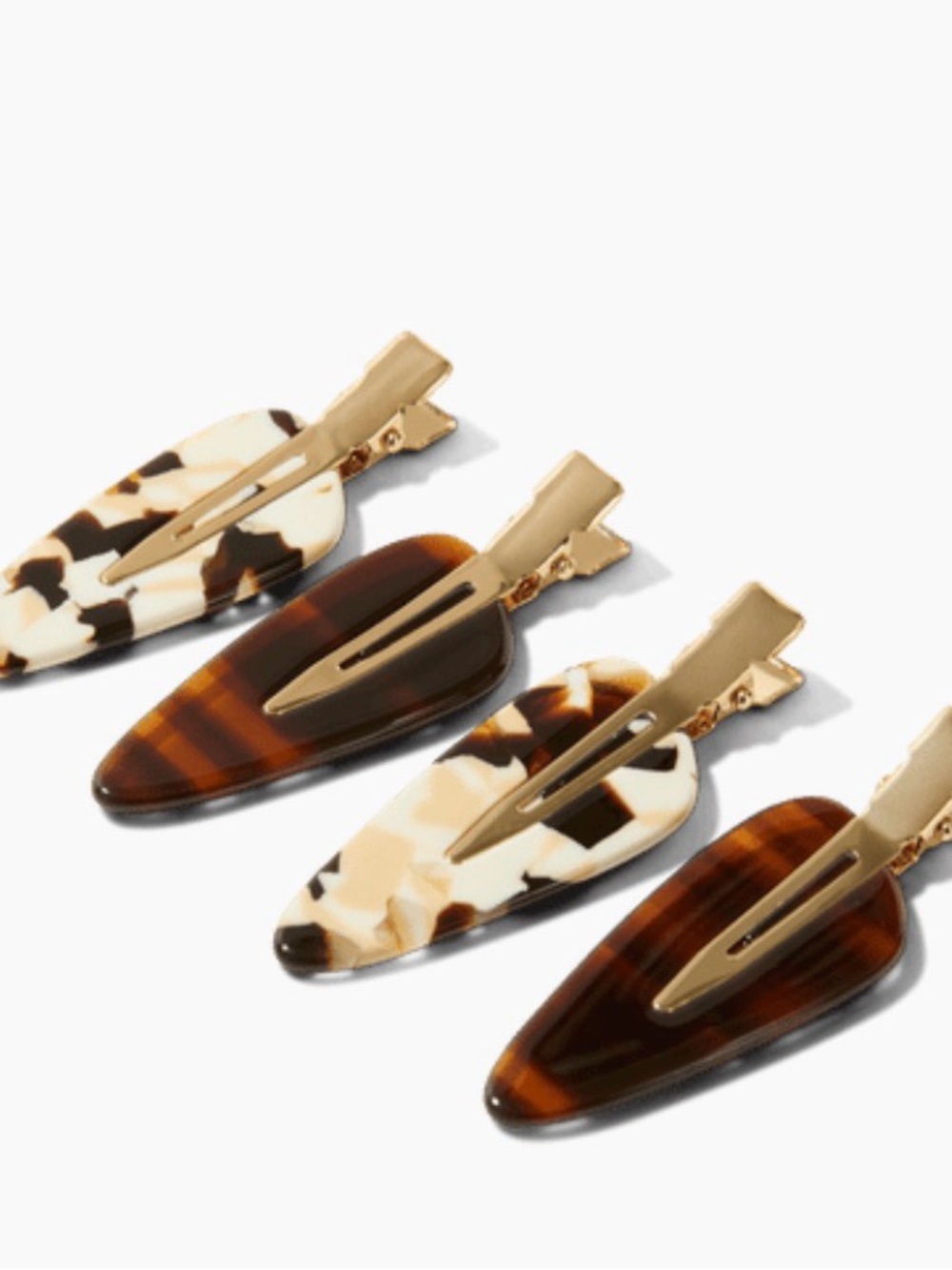 NWT Tortoiseshell Clip Hair Barrette Set - Brown & Cream